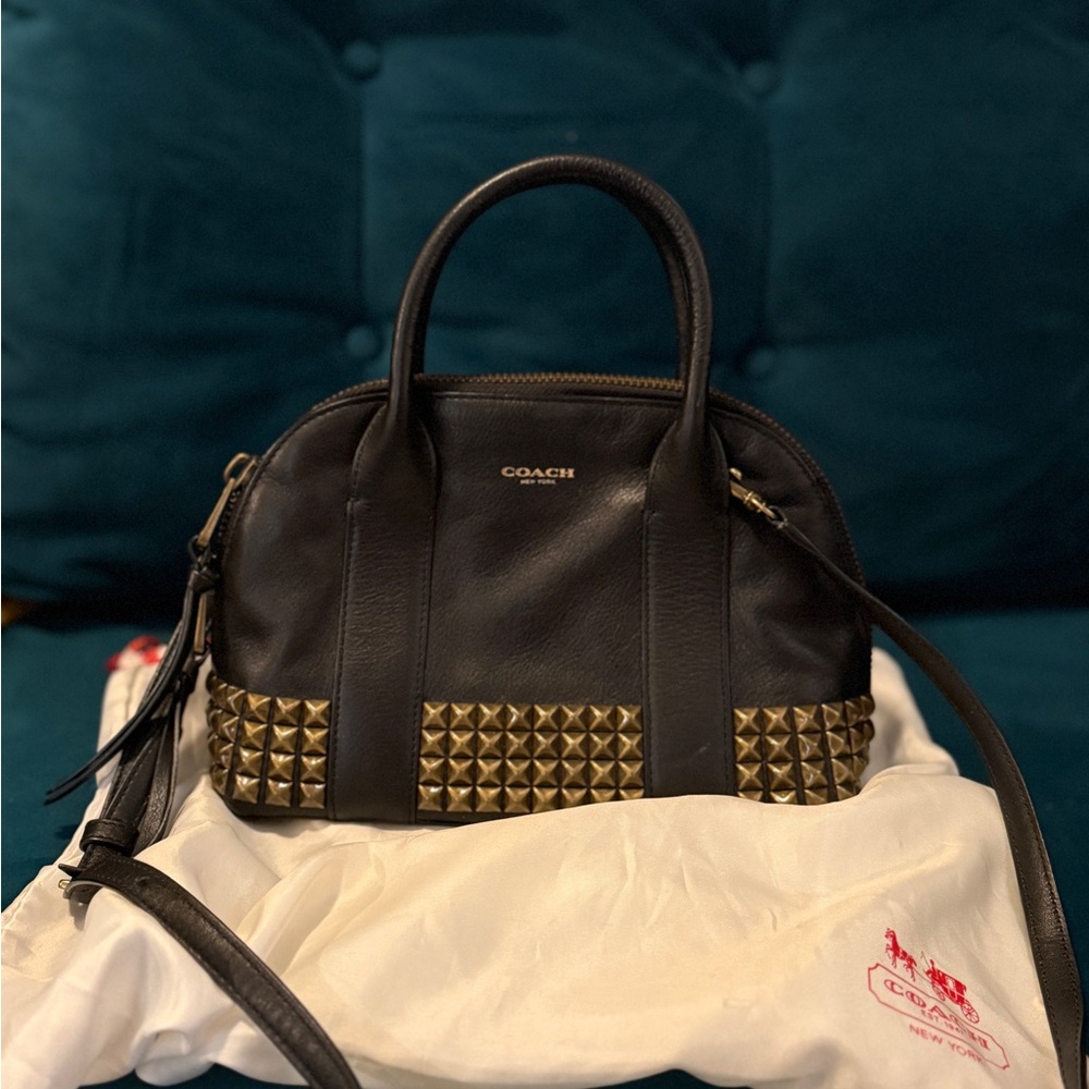 Coach Black and Gold Studded Satchel